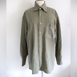 Bugatti UOMO Men’s Large Green Striped Button-down Dress Shirt